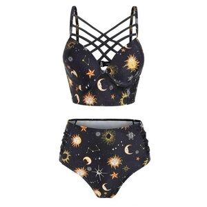 Dressfo moon and stars bikini swimsuit NWT size L